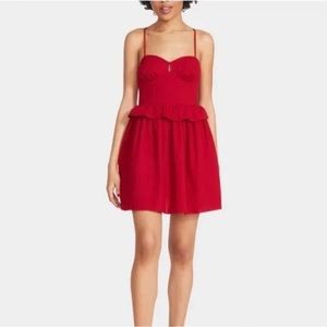 Betsey Johnson Bustier Peplum Dress Pompiean Red Size XL NWT